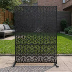 3-Panel Metal Outdoor Privacy Screen, Decorative Fence & Plant Support