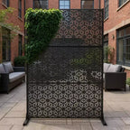3-Panel Metal Outdoor Privacy Screen, Decorative Fence & Plant Support