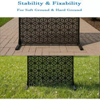 3-Panel Metal Outdoor Privacy Screen, Decorative Fence & Plant Support