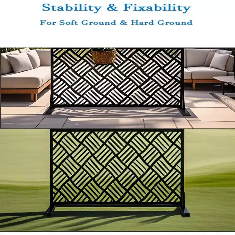 3-Panel Metal Outdoor Privacy Screen, Decorative Fence & Plant Support