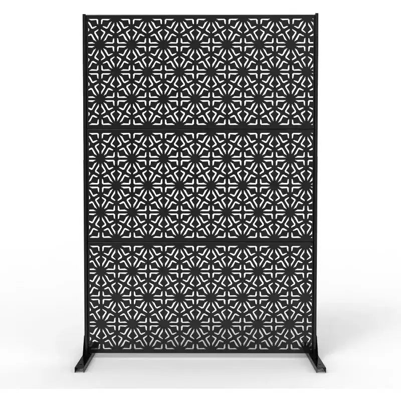3-Panel Metal Outdoor Privacy Screen, Decorative Fence & Plant Support