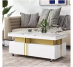 Contemporary MDF Coffee Table with Caster Wheels, White