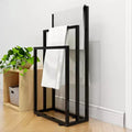 Freestanding Towel Rack,3 Tier Towel Drying Rack for Bathroom Standing Hand Towel Holder Black Towel Rack Stand with Storage Shelf