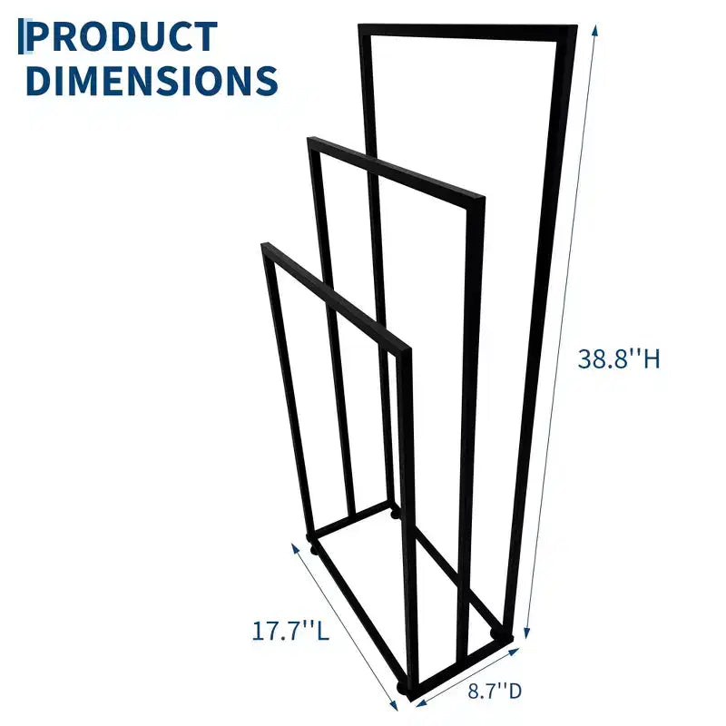 Freestanding 3-Tier Towel Drying Rack with Storage Shelf, Black Steel