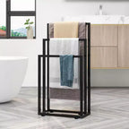 Freestanding 3-Tier Towel Drying Rack with Storage Shelf, Black Steel