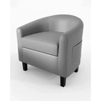 Set of 2 Faux Leather Accent Chairs, U-Shaped Backrest, Side Pocket
