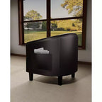 Set of 2 Faux Leather Accent Chairs, U-Shaped Backrest, Side Pocket