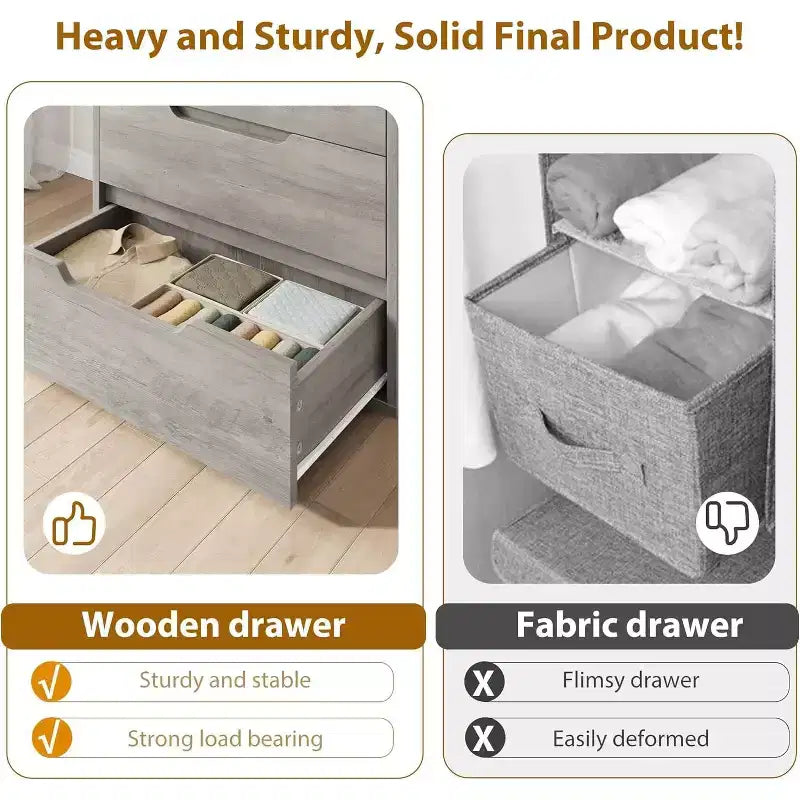 50.5-Inch Tall Dresser with 5 Deep Drawers for Bedroom or Hallway
