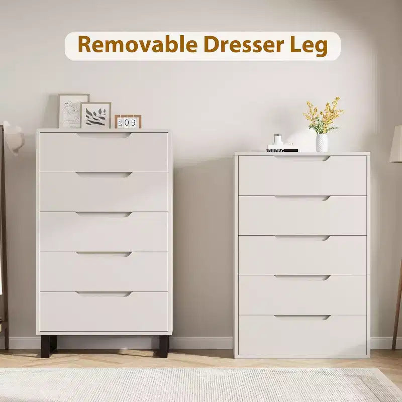 50.5-Inch Tall Dresser with 5 Deep Drawers for Bedroom or Hallway