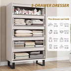 50.5-Inch Tall Dresser with 5 Deep Drawers for Bedroom or Hallway