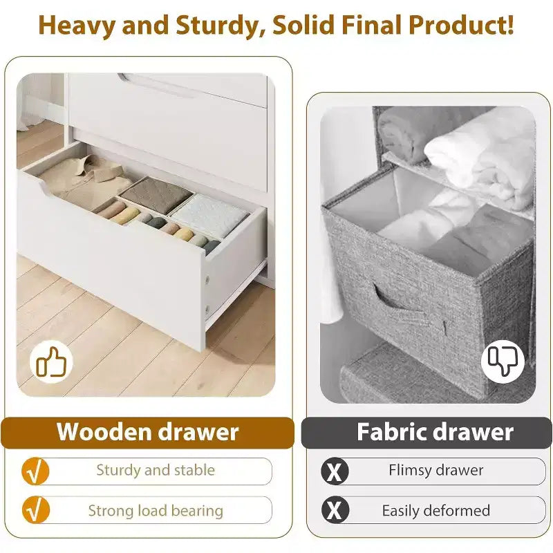 50.5-Inch Tall Dresser with 5 Deep Drawers for Bedroom or Hallway