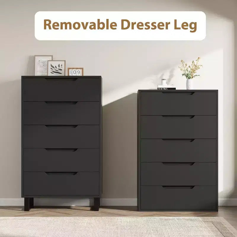 50.5-Inch Tall Dresser with 5 Deep Drawers for Bedroom or Hallway