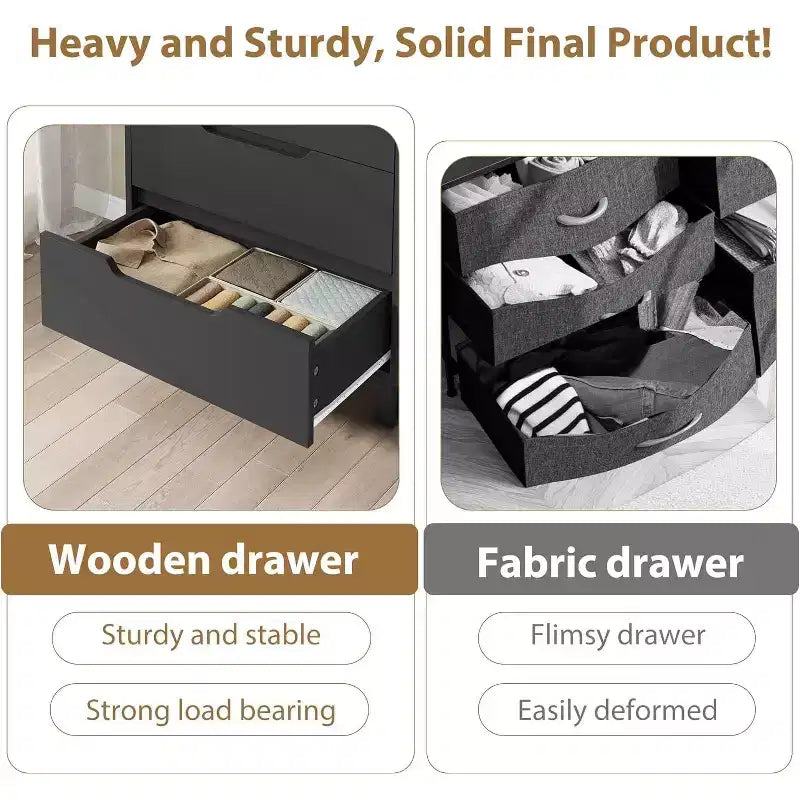 50.5-Inch Tall Dresser with 5 Deep Drawers for Bedroom or Hallway