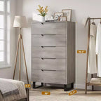 50.5-Inch Tall Dresser with 5 Deep Drawers for Bedroom or Hallway