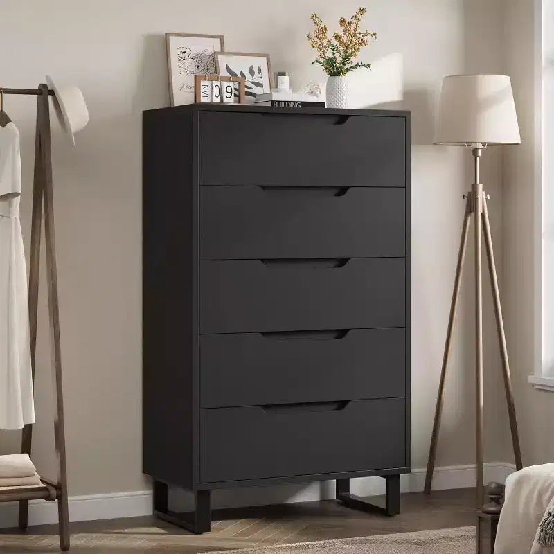 5 Dresser for Bedroom, 50.5 Tall Dresser, Freestanding Horizontal Drawer with Storage, Wooden Closet Chest Storage for Living Room, Hallway