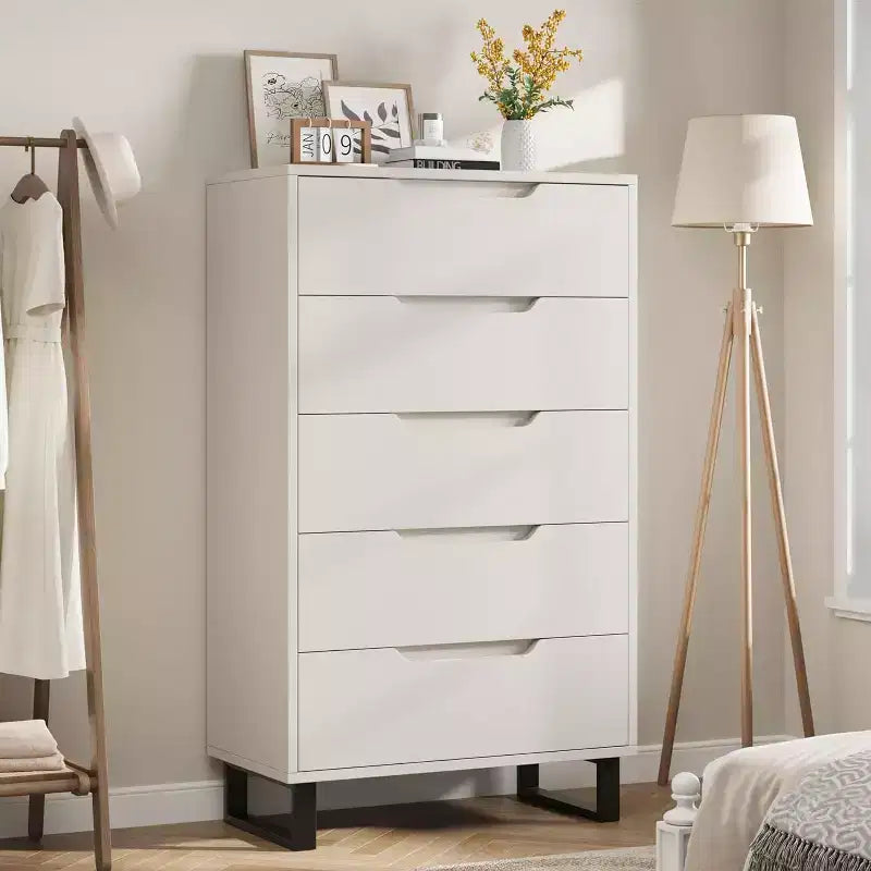 50.5-Inch Tall Dresser with 5 Deep Drawers for Bedroom or Hallway