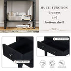 24-Inch Retro Narrow Console Table with 3 Drawers and Bottom Shelf