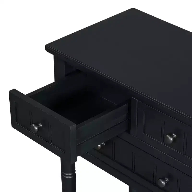 24-Inch Retro Narrow Console Table with 3 Drawers and Bottom Shelf