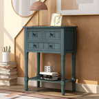 24-Inch Retro Narrow Console Table with 3 Drawers and Bottom Shelf
