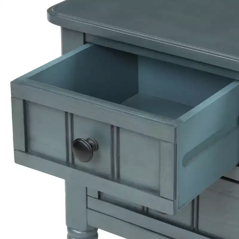 24-Inch Retro Narrow Console Table with 3 Drawers and Bottom Shelf