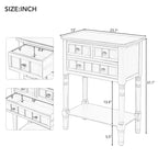 24-Inch Retro Narrow Console Table with 3 Drawers and Bottom Shelf