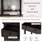 24-Inch Retro Narrow Console Table with 3 Drawers and Bottom Shelf
