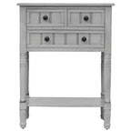 24-Inch Retro Narrow Console Table with 3 Drawers and Bottom Shelf
