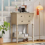 24-Inch Retro Narrow Console Table with 3 Drawers and Bottom Shelf