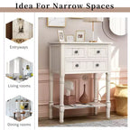 24-Inch Retro Narrow Console Table with 3 Drawers and Bottom Shelf