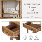 24-Inch Retro Narrow Console Table with 3 Drawers and Bottom Shelf
