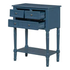 24-Inch Retro Narrow Console Table with 3 Drawers and Bottom Shelf