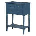 24-Inch Retro Narrow Console Table with 3 Drawers and Bottom Shelf