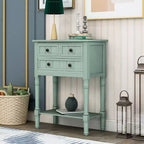 24-Inch Retro Narrow Console Table with 3 Drawers and Bottom Shelf