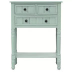 24-Inch Retro Narrow Console Table with 3 Drawers and Bottom Shelf