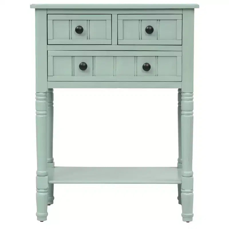 24-Inch Retro Narrow Console Table with 3 Drawers and Bottom Shelf
