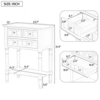 24-Inch Retro Narrow Console Table with 3 Drawers and Bottom Shelf