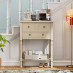 24-Inch Retro Narrow Console Table with 3 Drawers and Bottom Shelf