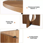 47 Round Dining Table for 4-6,Space-Saving Pedestal Base for Kitchen, Living Room & Apartment