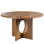 47 Round Dining Table for 4-6,Space-Saving Pedestal Base for Kitchen, Living Room & Apartment