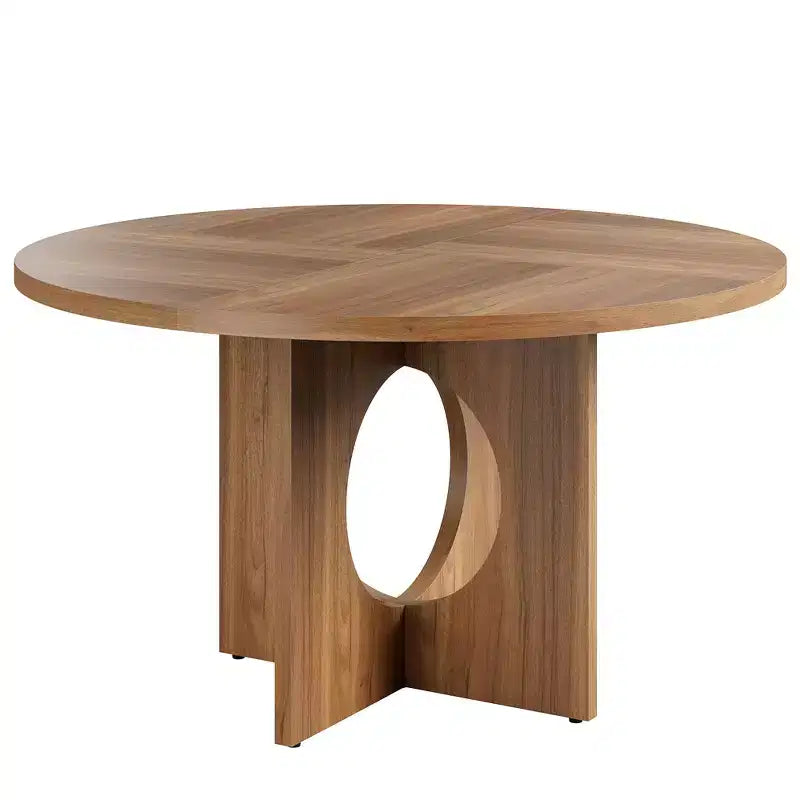 47 Round Dining Table for 4-6,Space-Saving Pedestal Base for Kitchen, Living Room & Apartment