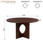 47 Round Dining Table for 4-6,Space-Saving Pedestal Base for Kitchen, Living Room & Apartment