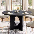 47 Round Dining Table for 4-6,Space-Saving Pedestal Base for Kitchen, Living Room & Apartment