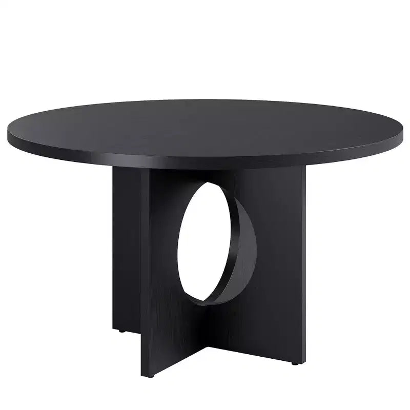 47 Round Dining Table for 4-6,Space-Saving Pedestal Base for Kitchen, Living Room & Apartment