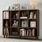 6-Cube Dark Tone Display Shelf, Freestanding Open Bookcase for Living Room and Home Office, Easy Assembly