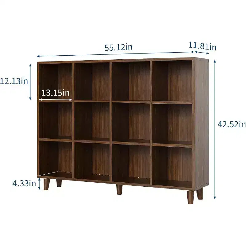 Open Cube Bookcase with Anti-Tip Kit, 6, 9, or 12 Cubes, Dark Tone Wood