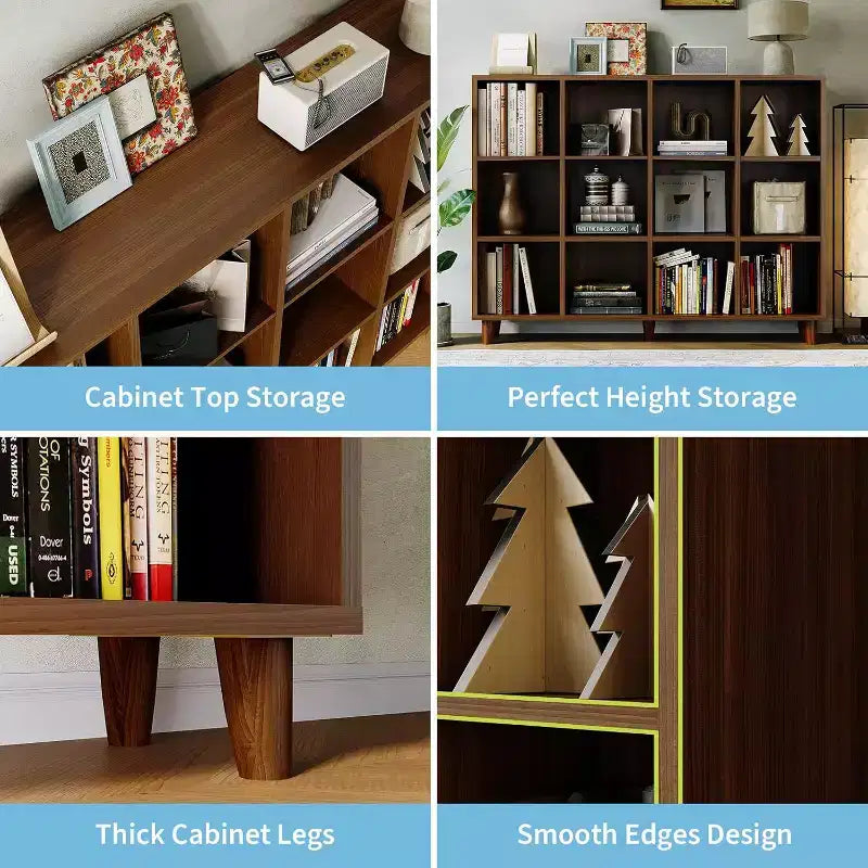 Open Cube Bookcase with Anti-Tip Kit, 6, 9, or 12 Cubes, Dark Tone Wood