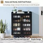 5-Tier Shoe Storage Cabinet. Glass Door Rack w/ Adjustable Shelves for Entryway Bedroom