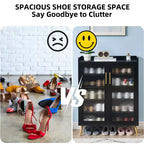 5-Tier Shoe Storage Cabinet. Glass Door Rack w/ Adjustable Shelves for Entryway Bedroom
