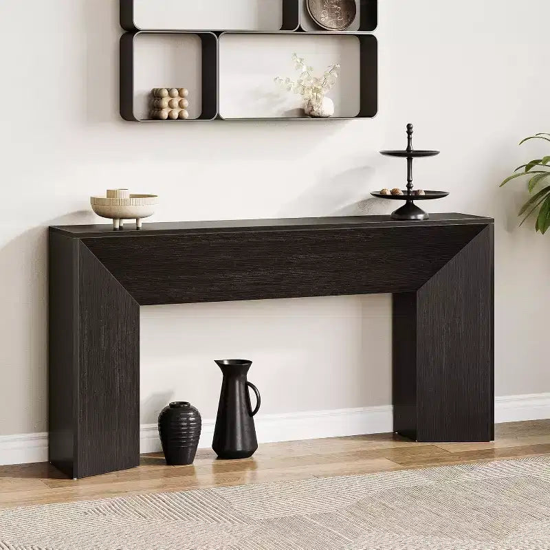 63-Inch Black Console Table for Entryway, Modern Farmhouse Sofa Table
