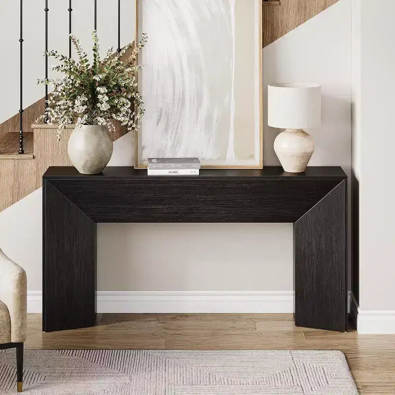 63-Inch Black Console Table for Entryway, Modern Farmhouse Sofa Table